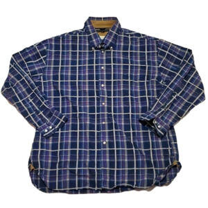 Tommy Hilfiger XL Navy Blue Plaid Button Up Long Sleeve Dress Shirt